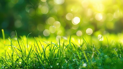 Obraz premium Sunny bokeh highlights green grass