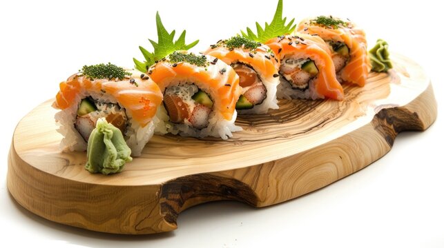 Sushi from Madai served on a wooden platter
