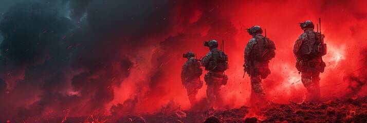 Ukrainian Special Forces in Intense Combat Scenario with Smoke Fire and Dramatic Lighting