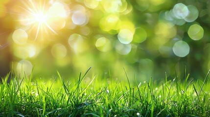 Obraz premium Sunny bokeh highlights green grass