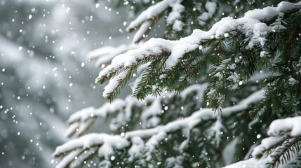 Snow covered fir branches