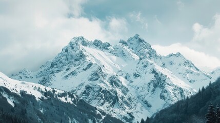 Fototapeta premium Snow covered peak in the French mountains