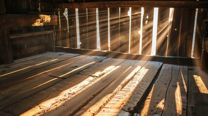 Obraz premium Sunlight passing through wooden openings