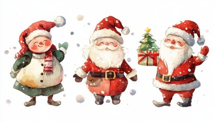 Delightful and Festive Santa Characters Set in a Beautiful Winter Wonderland Scene