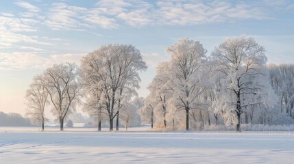 Fototapeta premium Snow covered trees in winter landscape