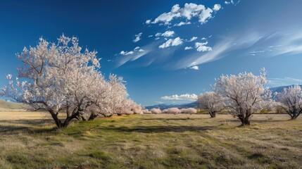 Springtime blooms under clear skies
