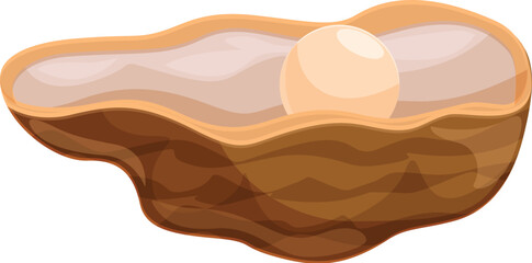 Open oyster shell containing a beautiful, valuable pearl