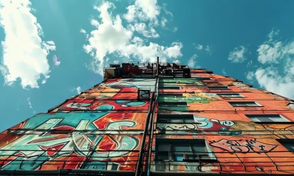 Graffiti masterpiece on the side of a skyscraper, Video
