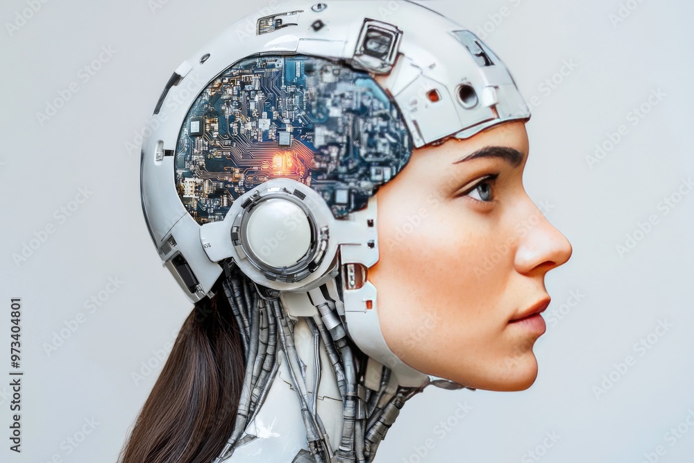 Poster photonic chip data processing biofeedback bioelectricity and neuroprosthesis female android with a t