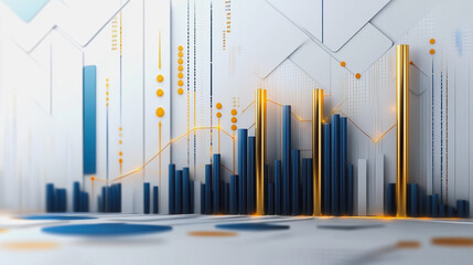 Obraz premium Abstract white background with Colorful charts and graphs with statistics to innovative analyze business potential and forecast future development of companies growth.