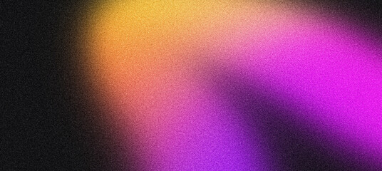 Noise texture grainy background, orange purple magenta yellow black abstract glowing color gradient shape, dark retro banner poster header backdrop design