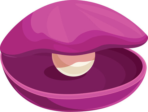 recommend clip art: Pink bivalve shell is slightly open, revealing a single white pearl inside