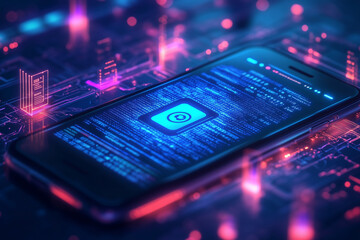 Fototapeta premium Two-factor authentication depicted by a user receiving a verification code on their mobile device before logging in.