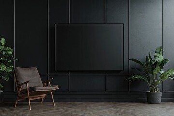 Modern Living Room Interior with TV Cabinet, Armchair, and Minimalist Design