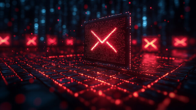 A phishing email depicted with red flags like suspicious links, fake logos, and urgent language.