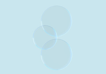 Abstract luminous circles, balls. Light blue color, dark background. 3d rendering on the theme of design, minimal style, minimalism, wallpaper.
