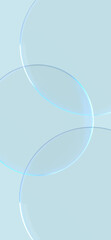 Abstract luminous circles, balls. Light blue color background. 3d rendering on the theme of design, minimal style, minimalism, wallpaper. Vertical orientation.