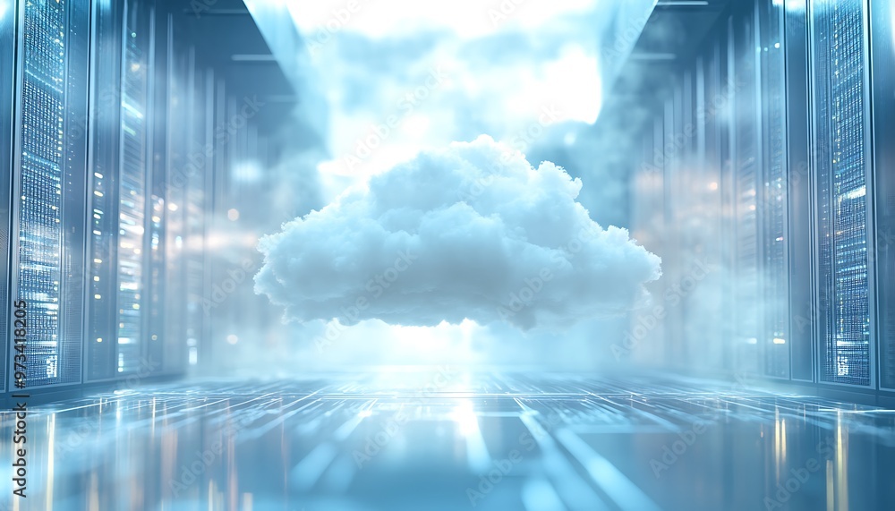 Poster abstract 3d rendering of a cloud computing data center concept