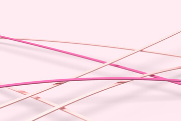 Abstract light red and light rose color 3d lines for the background. 3d rendering on the theme of design, minimal style, modern, work, business. Rose background.