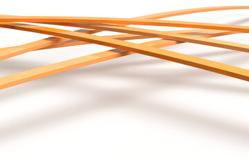 Abstract orange 3d lines for the background. 3d rendering on the theme of design, minimal style, modern, work, business. Transparent background.