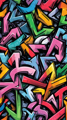 Obraz premium Vibrant Pattern of Colorful Intertwined Arrows on a Black Background 