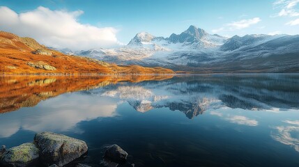 Mountain Range Reflected in a Still Lake
