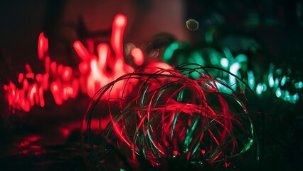 Fototapeta premium Blurred abstract background, bokeh. Red and green natural defocus lights.