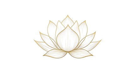 A delicate lotus flower in a simple, elegant vector design, with sharp details and clean lines, centered on a white background