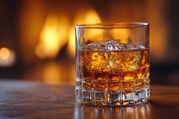 Rusty Nail in a Scottish lodge by the fireplace