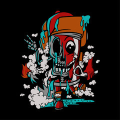 skull inside the can Vector Vintage illustration