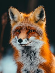 Fototapeta premium A Close-Up Portrait of a Red Fox with Golden Fur