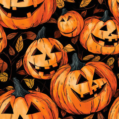 halloween pumpkin seamless pattern