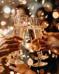 a group of people toasting with glasses of champagne 