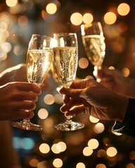a group of people toasting with glasses of champagne 