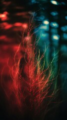 Blurred abstract background, bokeh. Red and green natural defocus lights.