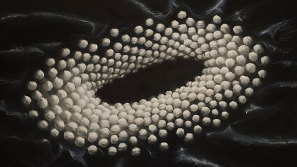 Fototapeta premium Abstract painting with white round brush strokes on black