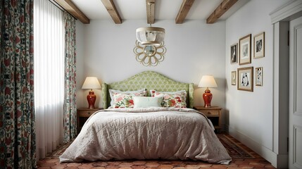 A classic bedroom in earth tones..
