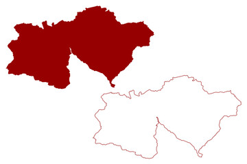 Thun District (Switzerland, Swiss Confederation, Canton of Bern or Berne) map vector illustration, scribble sketch Verwaltungskreis Thun map