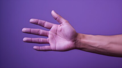 hand in glove isolated on purple