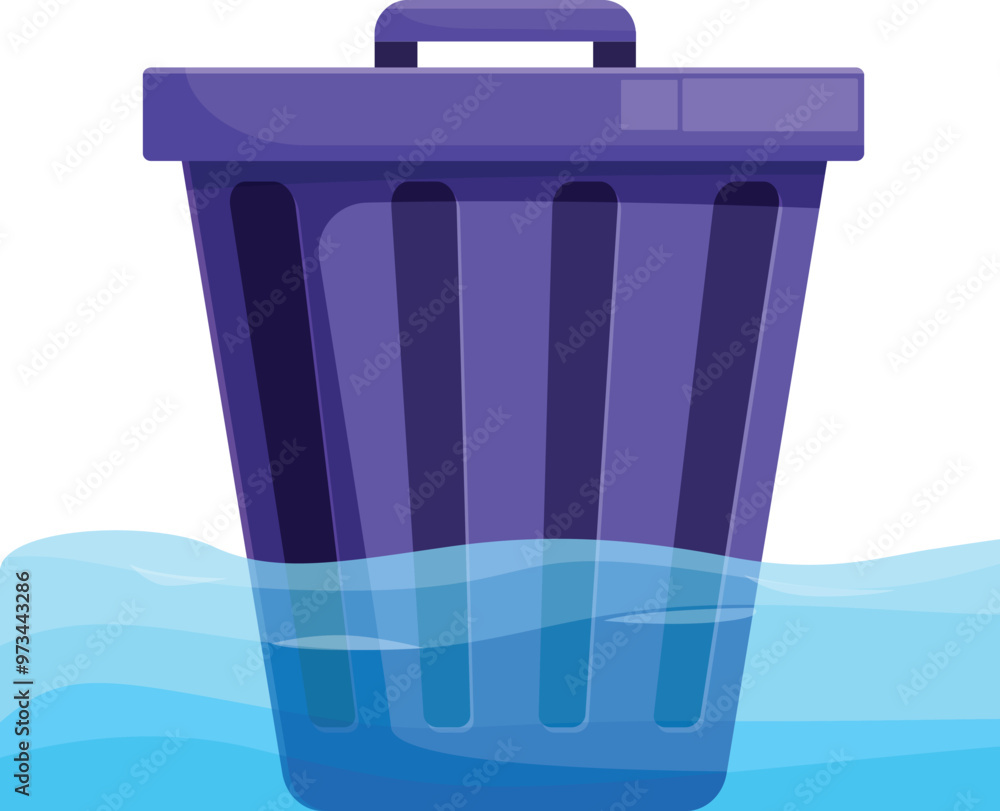Aufkleber plastic trash can is floating in ocean water, creating a visual representation of the global polluti