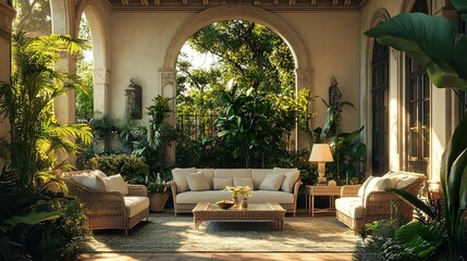 Warm garden house filled with lush greenery and cozy design picture