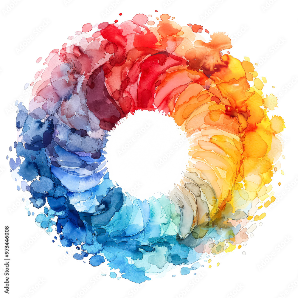 Poster a colorful circle with splatters of paint on it