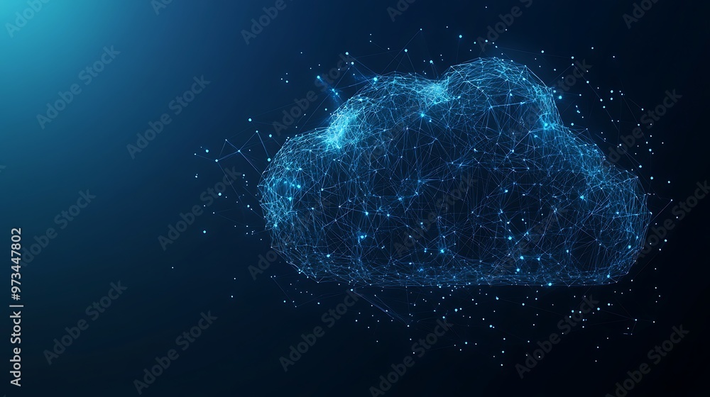 Poster abstract cloud computing concept with low poly design
