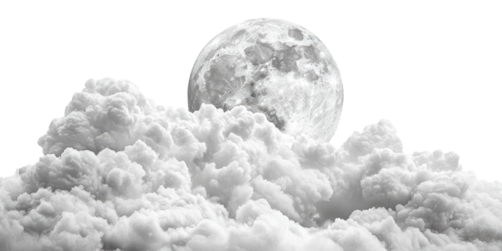 A Moon with a cloud isolated on transparent background. - Powered by Adobe
