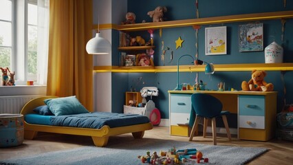 A bright and colorful storage solution with labeled bins for keeping toys and games organized