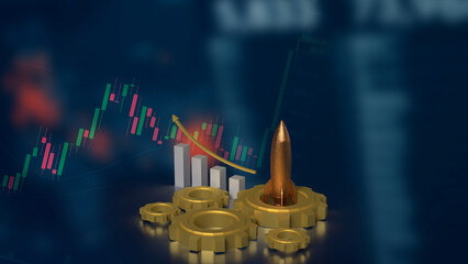 The Rocket chart and gear for Business concept 3d rendering.