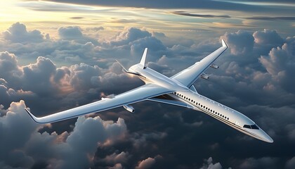 Futuristic Airliner Soaring Through a Vibrant Sky with Innovative Design and Advanced Technology