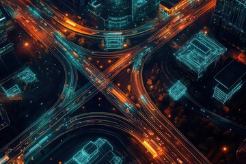Fototapeta premium Futuristic smart city with autonomous expressways