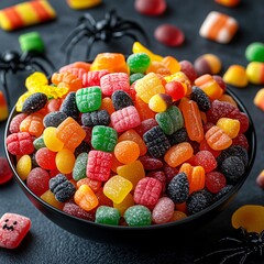 Closeup of Halloween colorful candies 