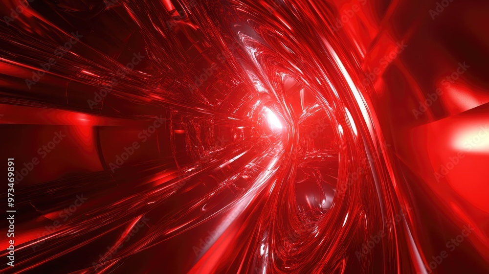 Poster abstract red fractal light background in a 3d rendering style